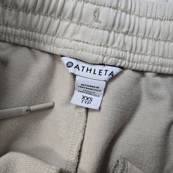 Athleta Size XXS Retroterry Mid-Rise Jogger Pants Pull-On Terry Tan - Picture 7 of 11
